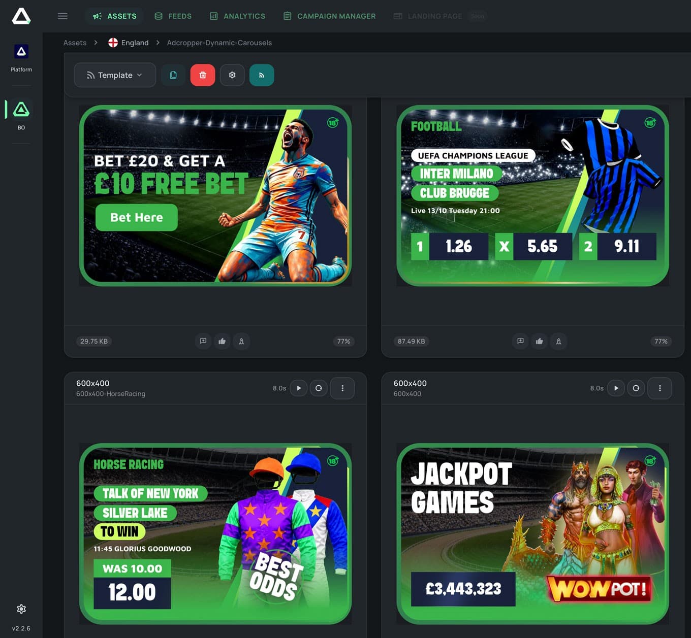 The Adcropper platform: feed bound creative variants generated from one master design